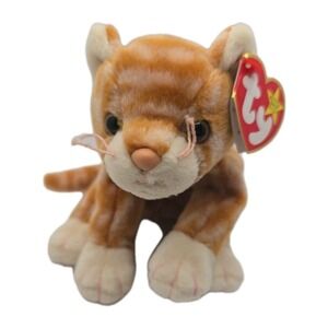 1999 Ty Beanie Baby "Amber The Cat" Retired Orange Tabby Cat BB15